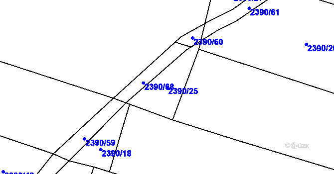 Parcela st. 2390/25 v KÚ Novosedly nad Nežárkou, Katastrální mapa