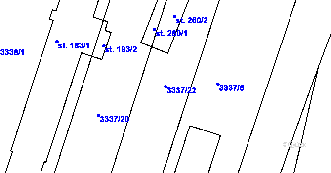 Parcela st. 3337/22 v KÚ Novosedly nad Nežárkou, Katastrální mapa