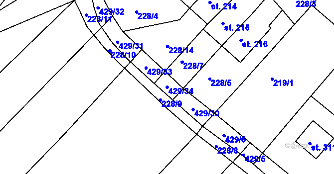 Parcela st. 429/34 v KÚ Novosedly nad Nežárkou, Katastrální mapa