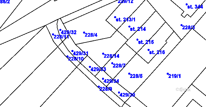 Parcela st. 228/14 v KÚ Novosedly nad Nežárkou, Katastrální mapa