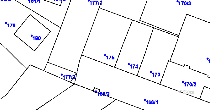 Parcela st. 175 v KÚ Nový Bohumín, Katastrální mapa