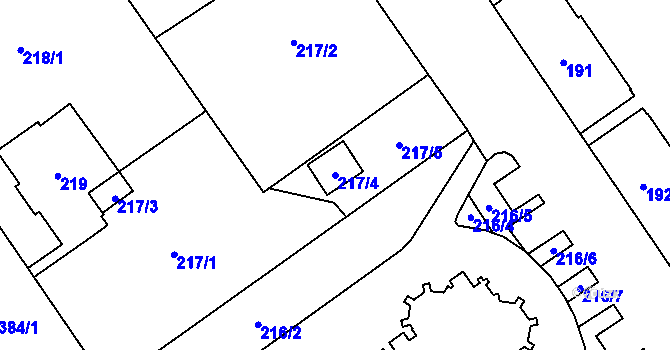 Parcela st. 217/4 v KÚ Nový Bohumín, Katastrální mapa