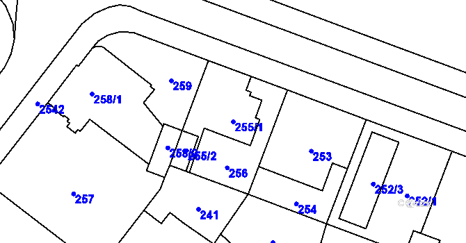 Parcela st. 255/1 v KÚ Nový Bohumín, Katastrální mapa