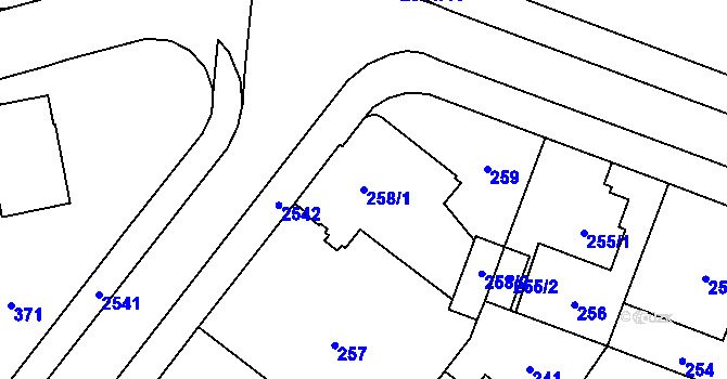 Parcela st. 258/1 v KÚ Nový Bohumín, Katastrální mapa