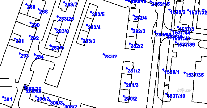 Parcela st. 283/2 v KÚ Nový Bohumín, Katastrální mapa