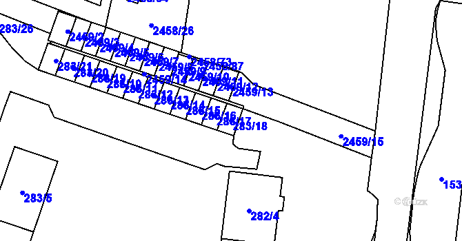 Parcela st. 283/18 v KÚ Nový Bohumín, Katastrální mapa