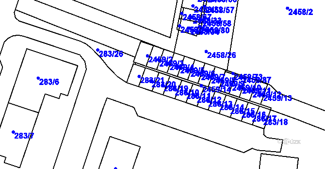 Parcela st. 283/19 v KÚ Nový Bohumín, Katastrální mapa