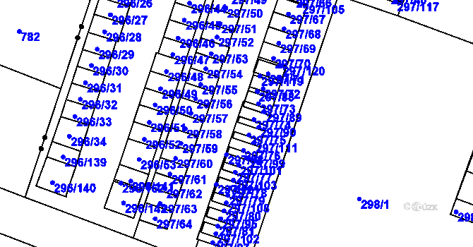 Parcela st. 297/122 v KÚ Nový Bohumín, Katastrální mapa
