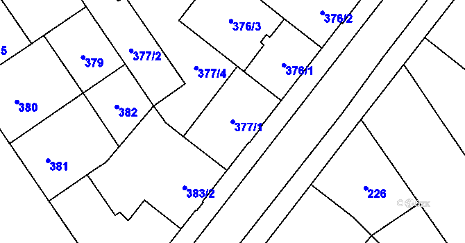 Parcela st. 377/1 v KÚ Nový Bohumín, Katastrální mapa