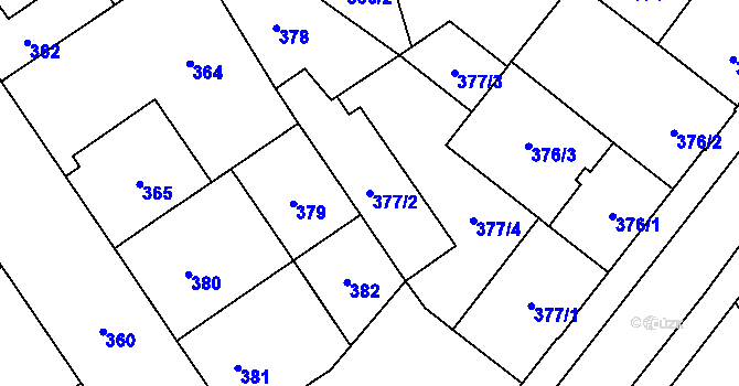Parcela st. 377/2 v KÚ Nový Bohumín, Katastrální mapa