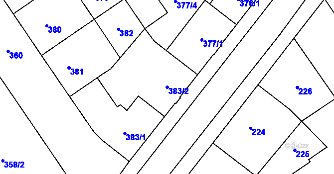 Parcela st. 383/2 v KÚ Nový Bohumín, Katastrální mapa