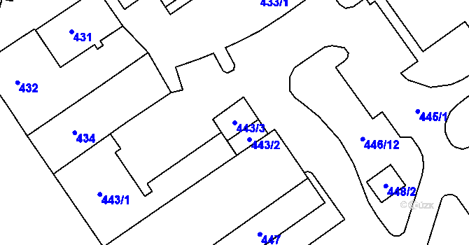 Parcela st. 443/3 v KÚ Nový Bohumín, Katastrální mapa