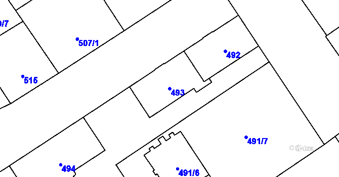 Parcela st. 493 v KÚ Nový Bohumín, Katastrální mapa