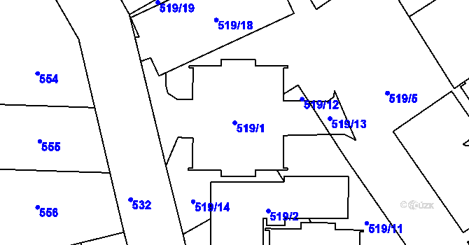 Parcela st. 519/1 v KÚ Nový Bohumín, Katastrální mapa