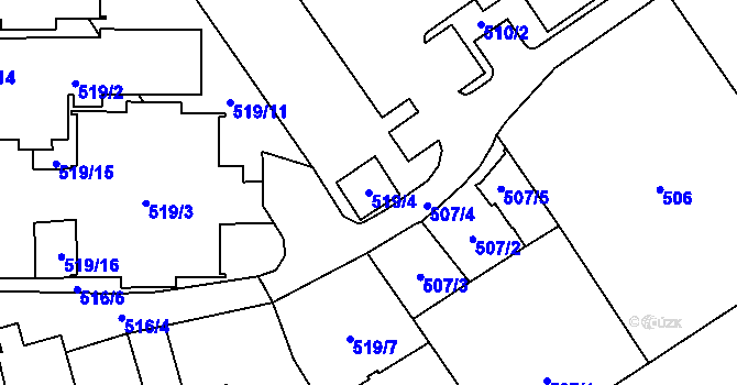 Parcela st. 519/4 v KÚ Nový Bohumín, Katastrální mapa