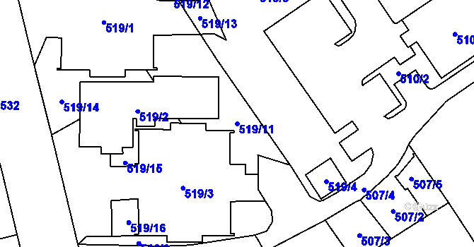 Parcela st. 519/11 v KÚ Nový Bohumín, Katastrální mapa