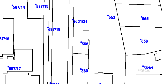 Parcela st. 558 v KÚ Nový Bohumín, Katastrální mapa