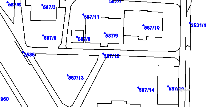Parcela st. 587/12 v KÚ Nový Bohumín, Katastrální mapa