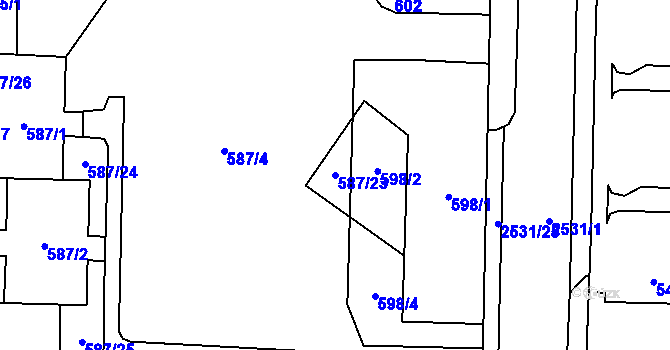 Parcela st. 587/23 v KÚ Nový Bohumín, Katastrální mapa