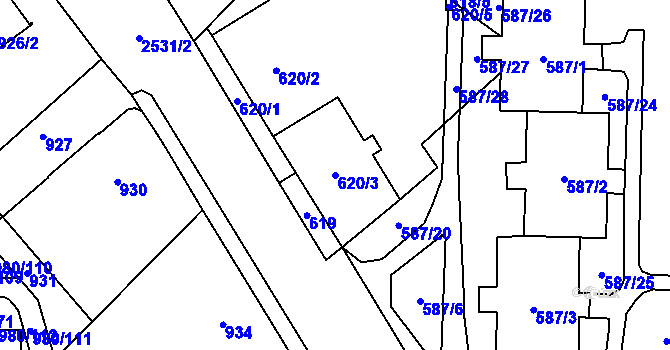 Parcela st. 620/3 v KÚ Nový Bohumín, Katastrální mapa