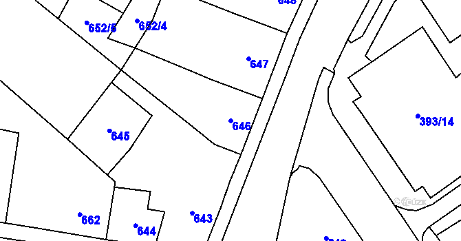 Parcela st. 646 v KÚ Nový Bohumín, Katastrální mapa