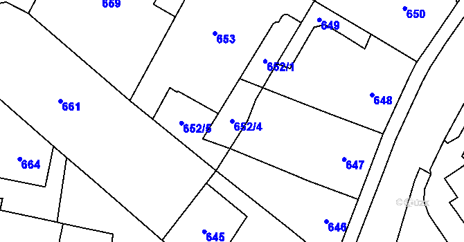 Parcela st. 652/4 v KÚ Nový Bohumín, Katastrální mapa