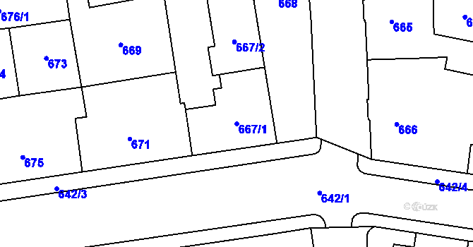 Parcela st. 667/1 v KÚ Nový Bohumín, Katastrální mapa