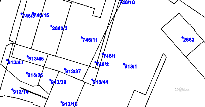 Parcela st. 746/1 v KÚ Nový Bohumín, Katastrální mapa