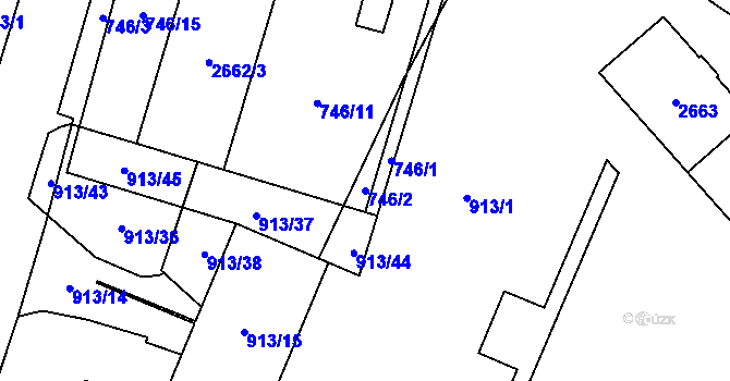 Parcela st. 746/2 v KÚ Nový Bohumín, Katastrální mapa