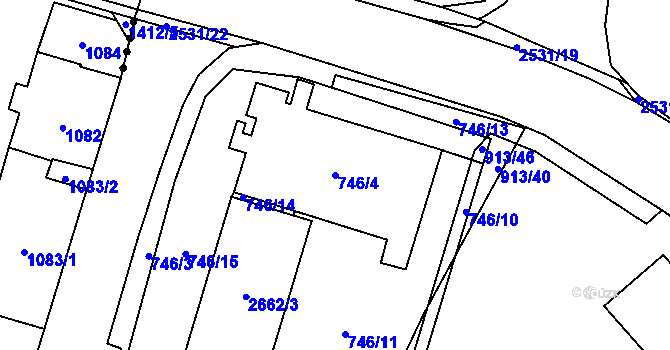 Parcela st. 746/4 v KÚ Nový Bohumín, Katastrální mapa