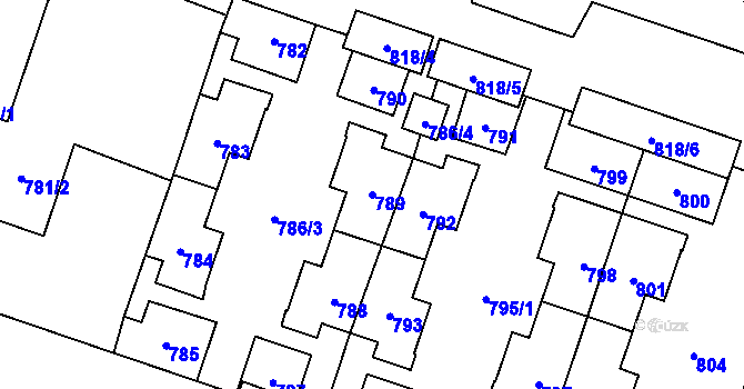 Parcela st. 789 v KÚ Nový Bohumín, Katastrální mapa