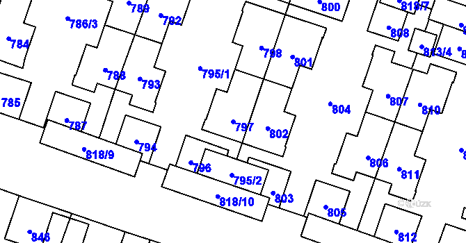 Parcela st. 797 v KÚ Nový Bohumín, Katastrální mapa