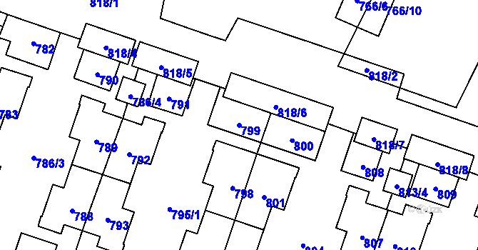 Parcela st. 799 v KÚ Nový Bohumín, Katastrální mapa