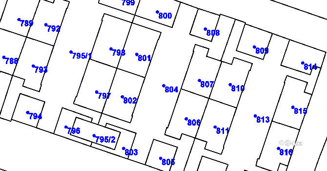 Parcela st. 804 v KÚ Nový Bohumín, Katastrální mapa