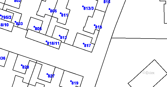 Parcela st. 817 v KÚ Nový Bohumín, Katastrální mapa