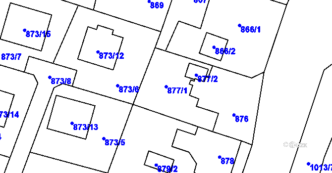 Parcela st. 877/1 v KÚ Nový Bohumín, Katastrální mapa