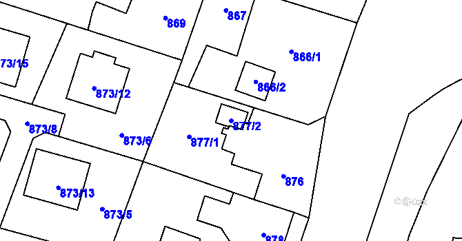 Parcela st. 877/2 v KÚ Nový Bohumín, Katastrální mapa
