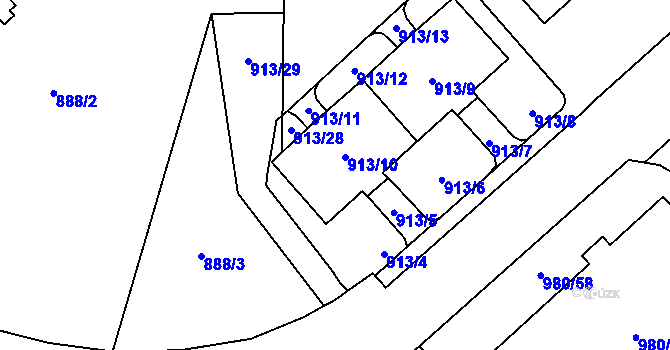 Parcela st. 913/10 v KÚ Nový Bohumín, Katastrální mapa