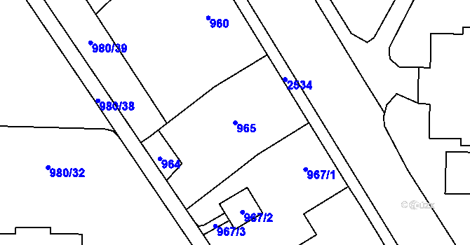 Parcela st. 965 v KÚ Nový Bohumín, Katastrální mapa
