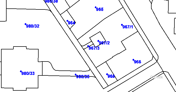 Parcela st. 967/3 v KÚ Nový Bohumín, Katastrální mapa