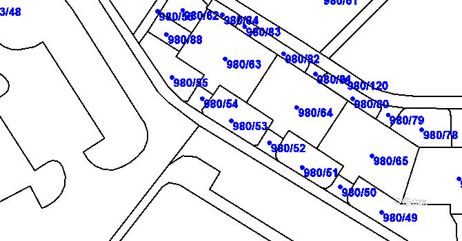 Parcela st. 980/53 v KÚ Nový Bohumín, Katastrální mapa