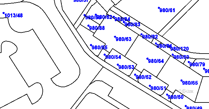 Parcela st. 980/54 v KÚ Nový Bohumín, Katastrální mapa