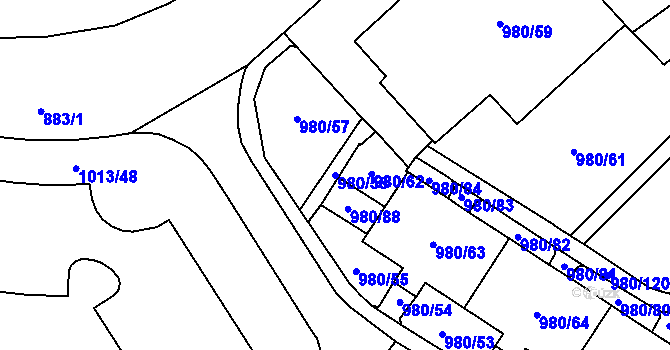 Parcela st. 980/56 v KÚ Nový Bohumín, Katastrální mapa