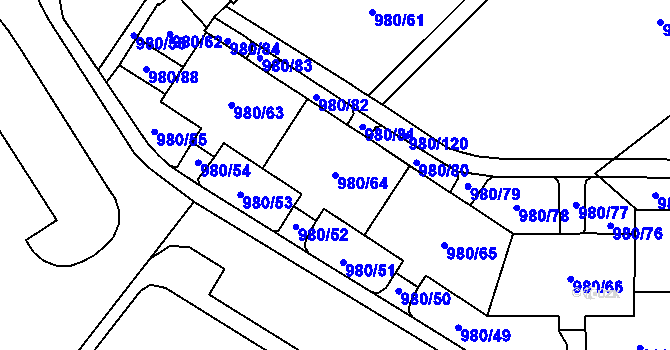 Parcela st. 980/64 v KÚ Nový Bohumín, Katastrální mapa