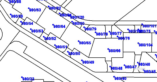 Parcela st. 980/65 v KÚ Nový Bohumín, Katastrální mapa