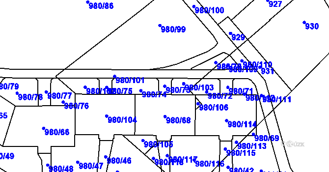 Parcela st. 980/73 v KÚ Nový Bohumín, Katastrální mapa