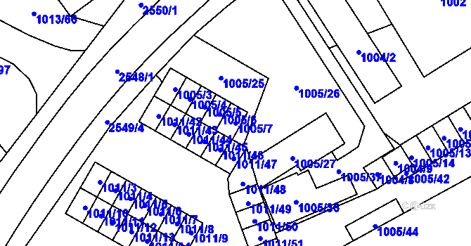 Parcela st. 1005/7 v KÚ Nový Bohumín, Katastrální mapa