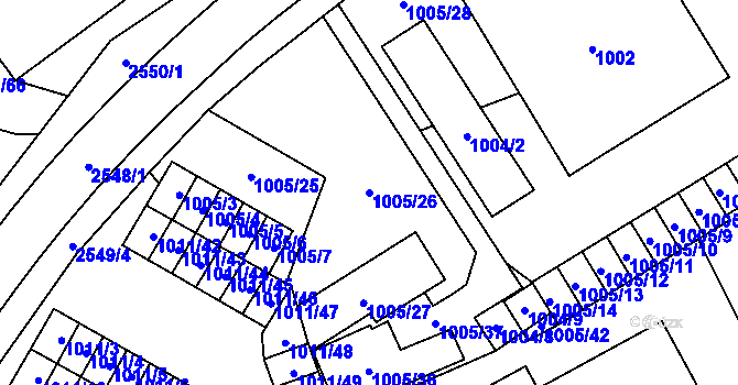 Parcela st. 1005/26 v KÚ Nový Bohumín, Katastrální mapa