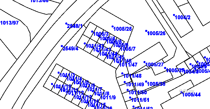 Parcela st. 1011/45 v KÚ Nový Bohumín, Katastrální mapa