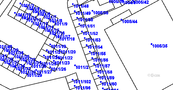 Parcela st. 1011/54 v KÚ Nový Bohumín, Katastrální mapa
